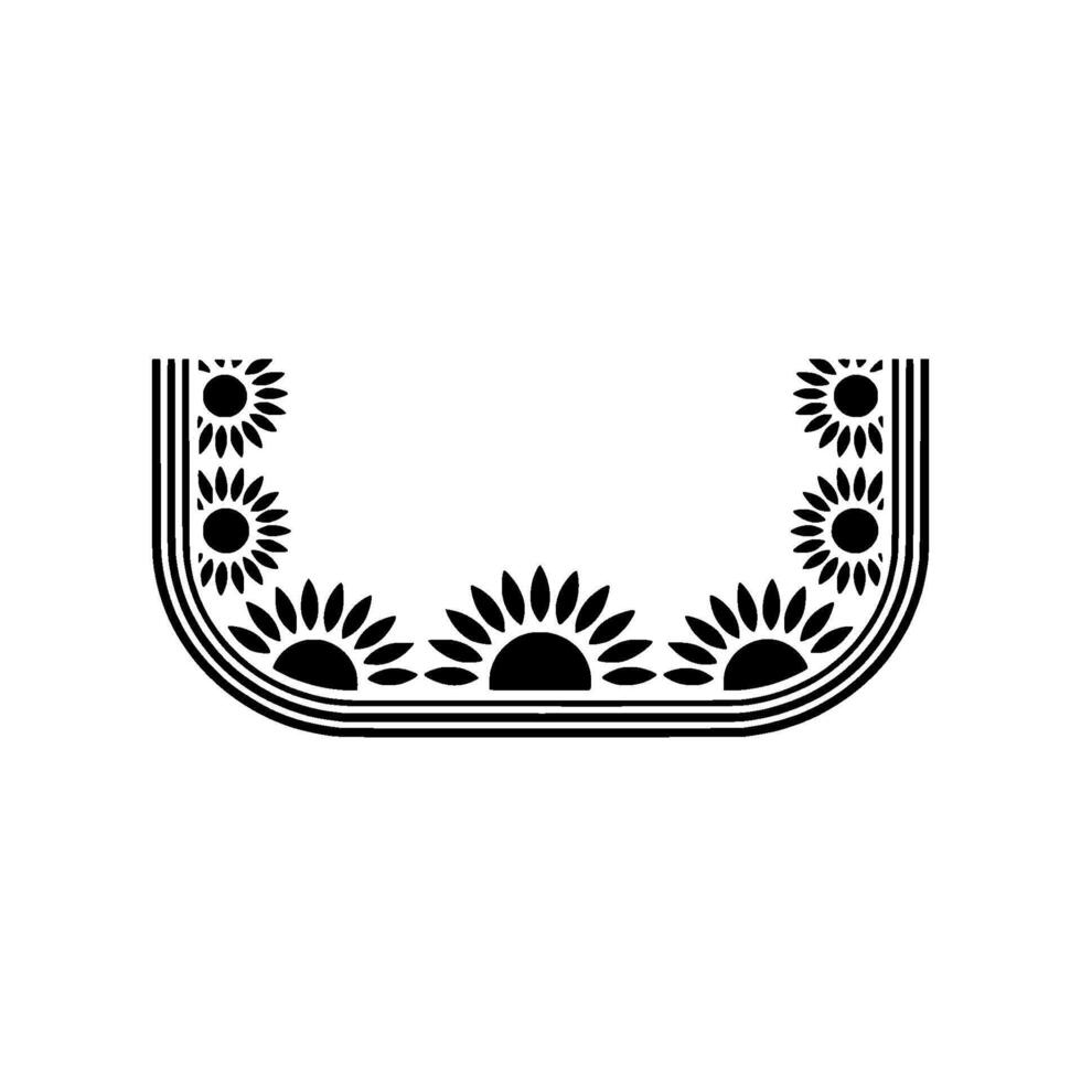 Floral Frame - Sunflowers in a Minimalist, Black and White vector