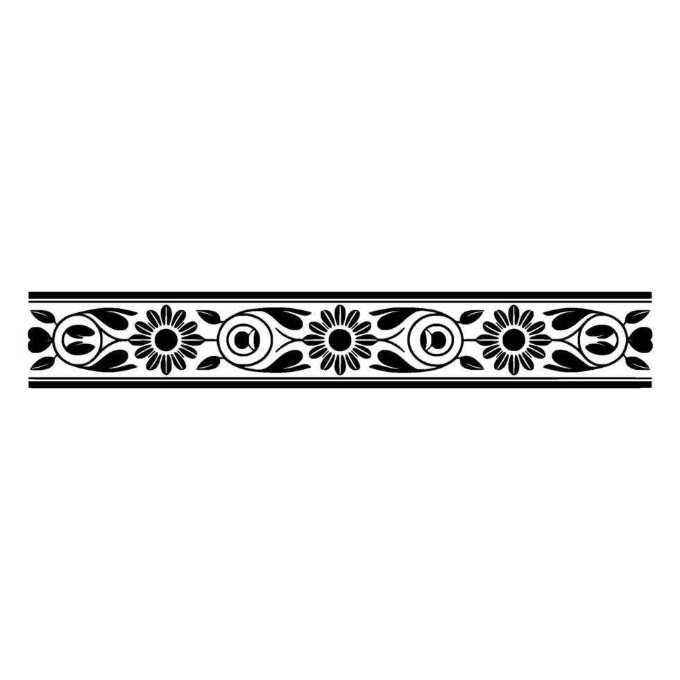 Floral Border , Black and White, , Decorative Element vector