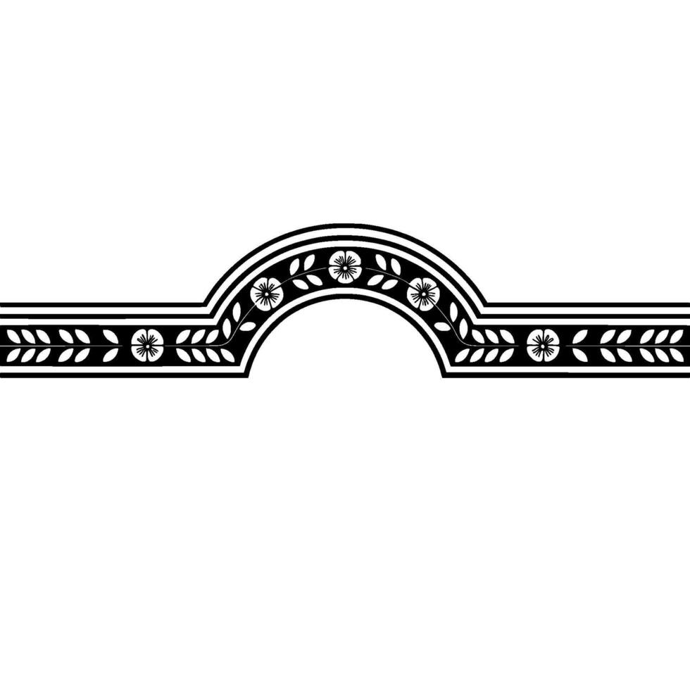 Elegant Floral Border Black White Arch, Ornament vector