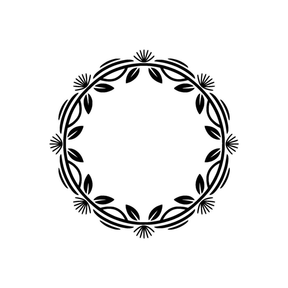 Elegant Floral Wreath , Black on White, Decorative Element vector