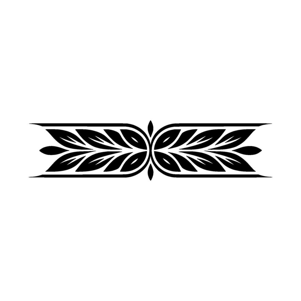 Elegant Black, Leaf Border Ornament on White Background vector