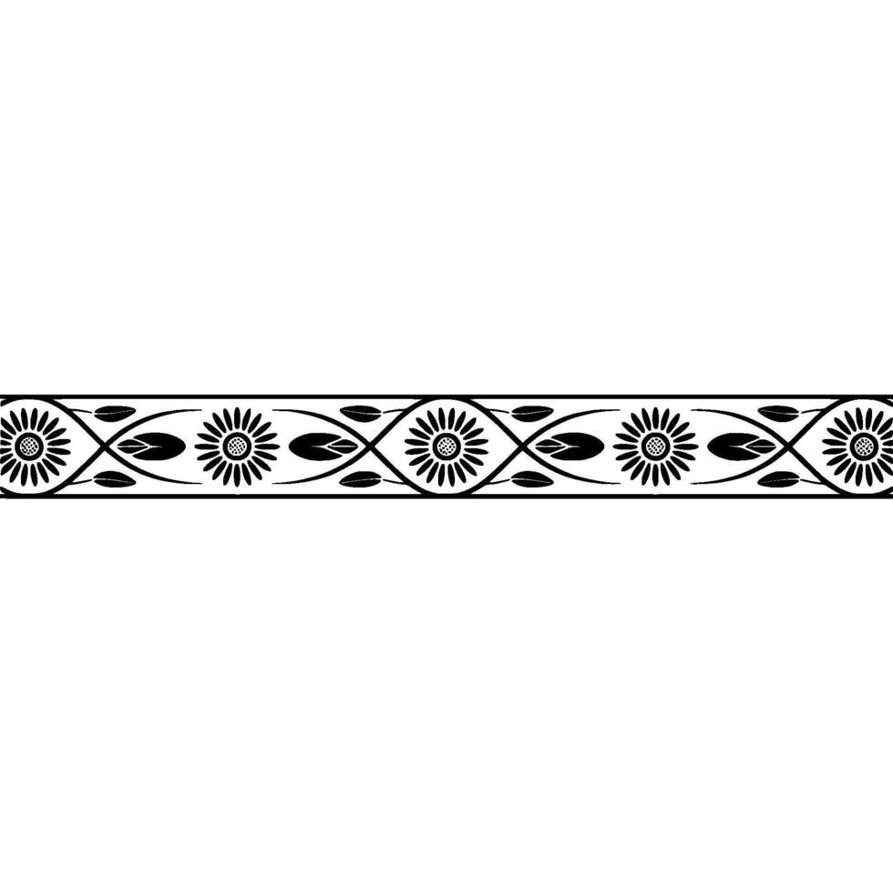 Floral Ornament Border Black and White Decorative Line Art vector