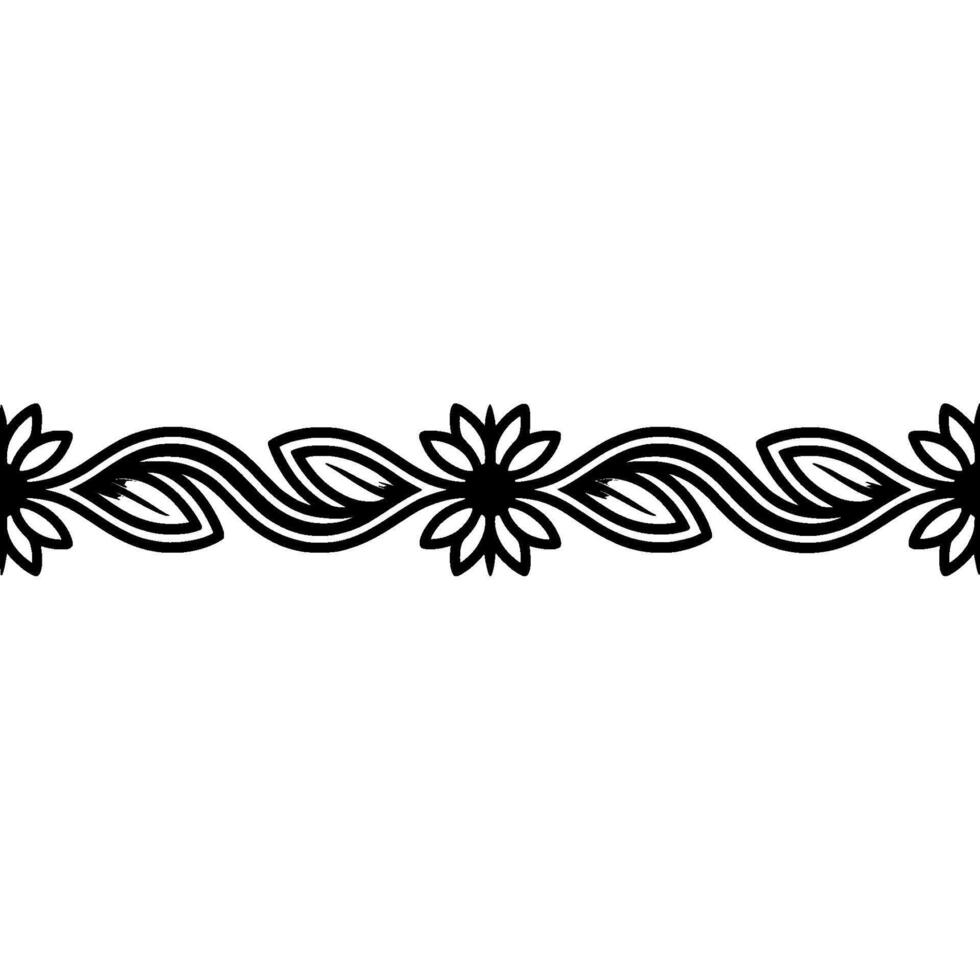 Elegant Floral Border - Black and White, Minimalist Style vector