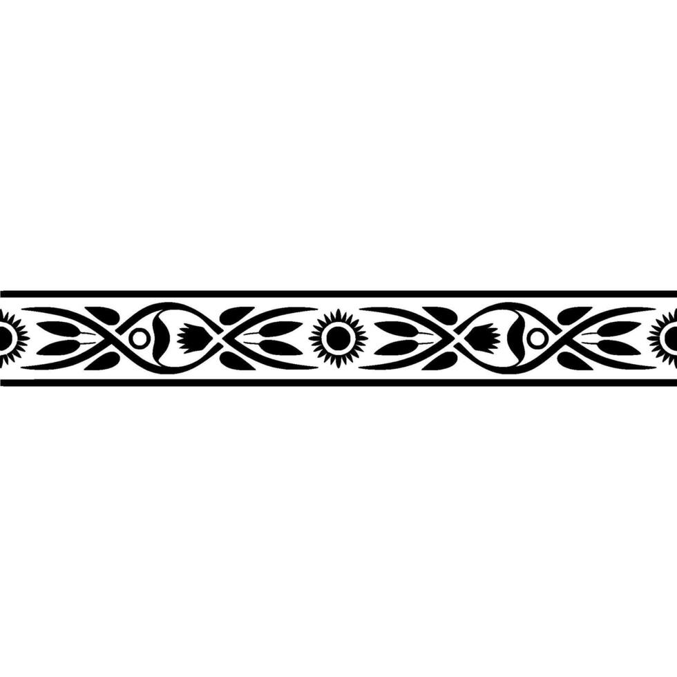 Ornamental Floral Border, Black on White, Decorative Pattern vector