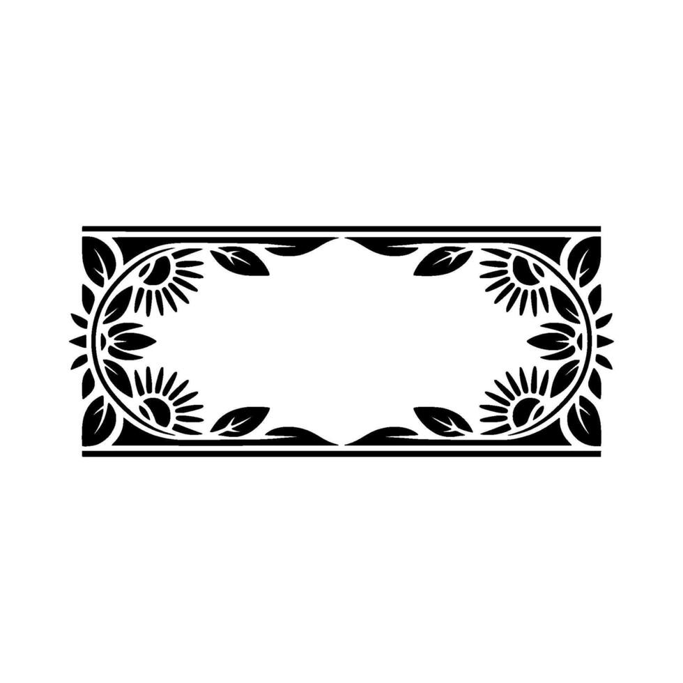 Elegant Floral Frame with Blank Space - Black and White vector