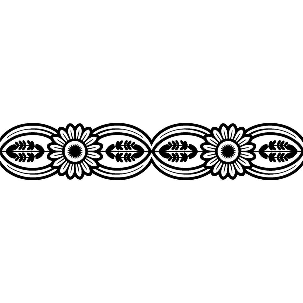 Elegant Floral Border, in, Black and, White. vector
