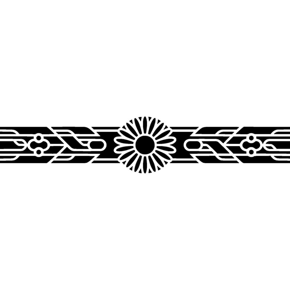 Elegant Art Deco Floral Border on White Background vector