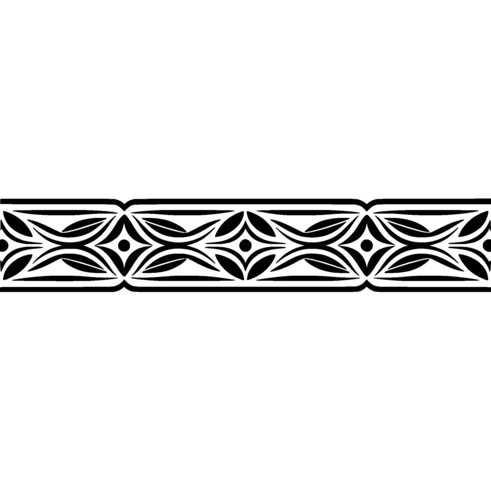 Decorative Tribal Border, Black and White, Repeating Floral Pattern vector