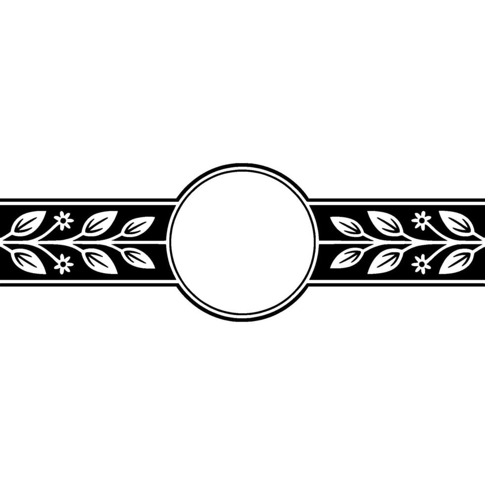 Black and White Floral Circle Label, Minimalist Elegance vector