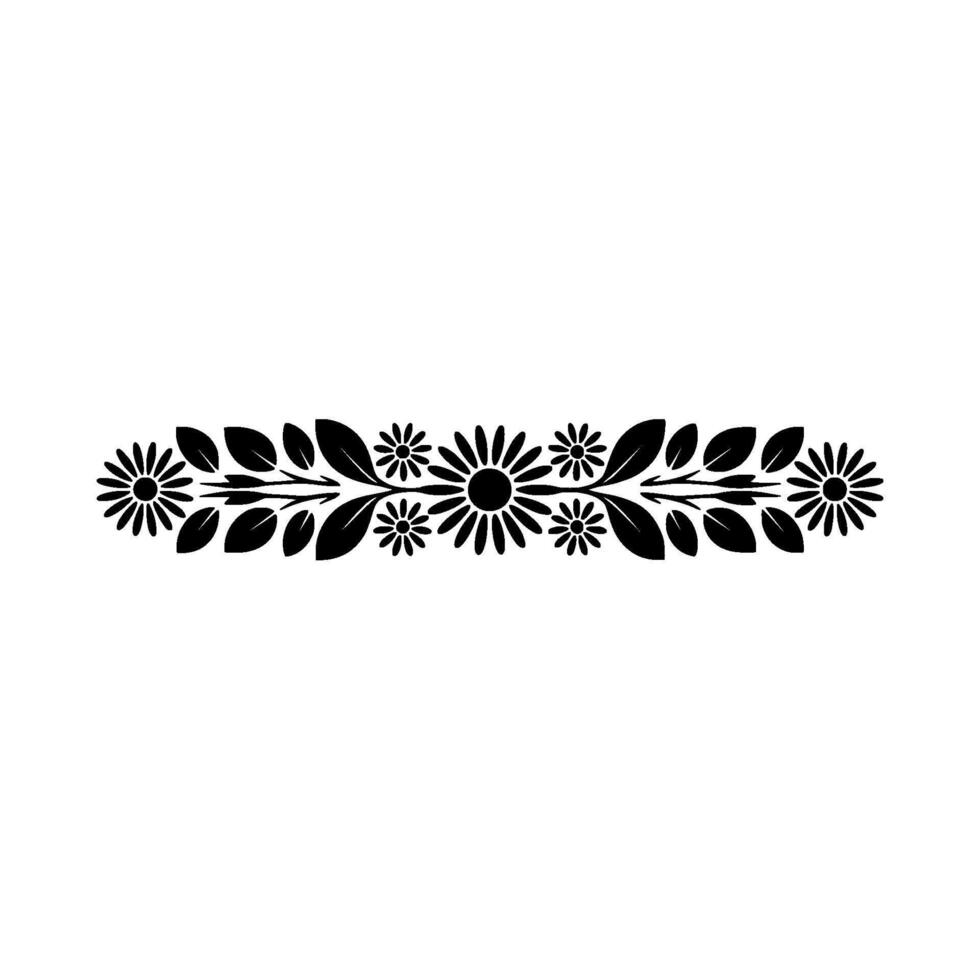 Floral Border Black and White Daisy and Leaf vector