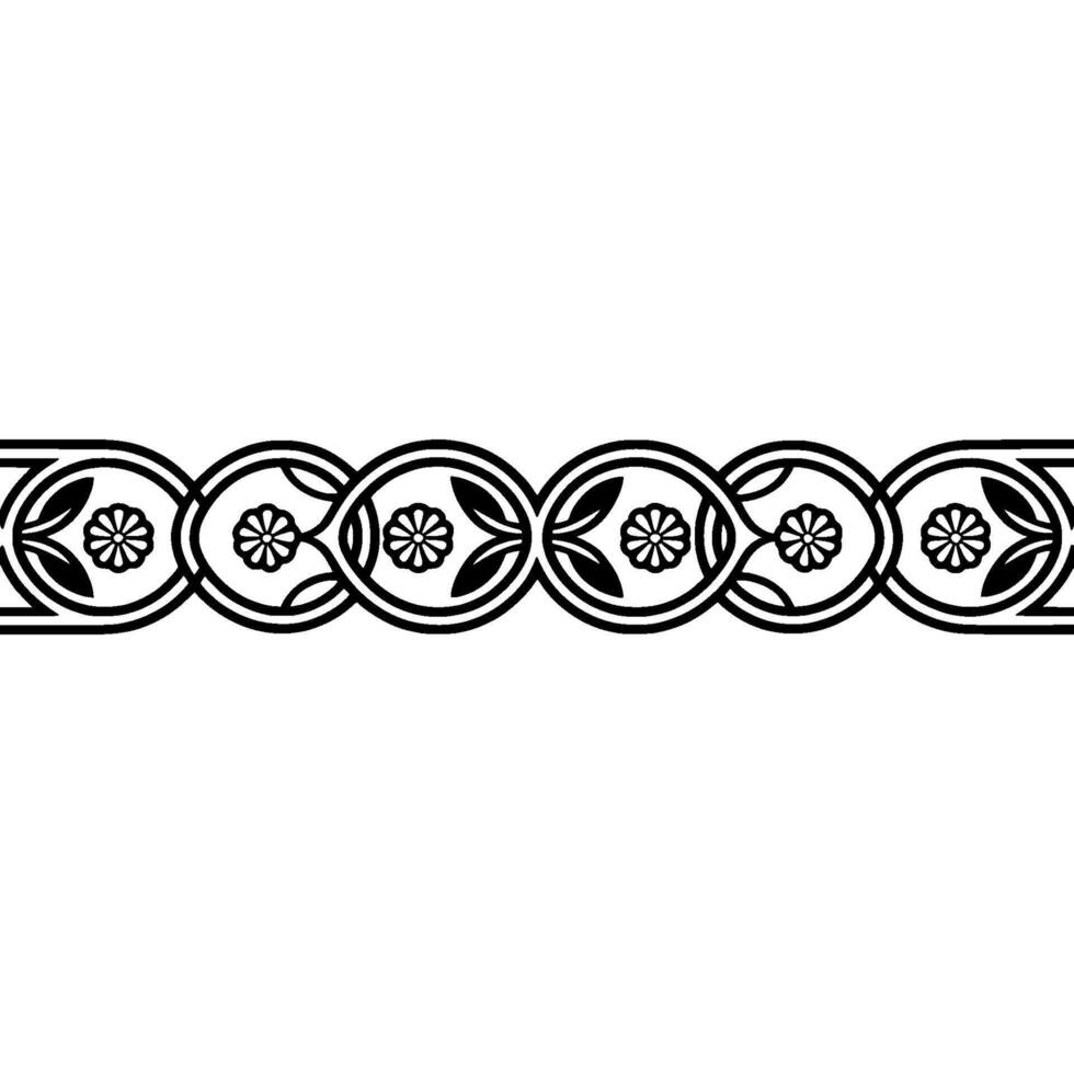 Elegant Black Floral Border, on White- Background. vector