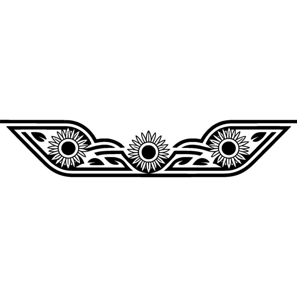 Elegant Sunflower Border , Black and White, Ornamental vector