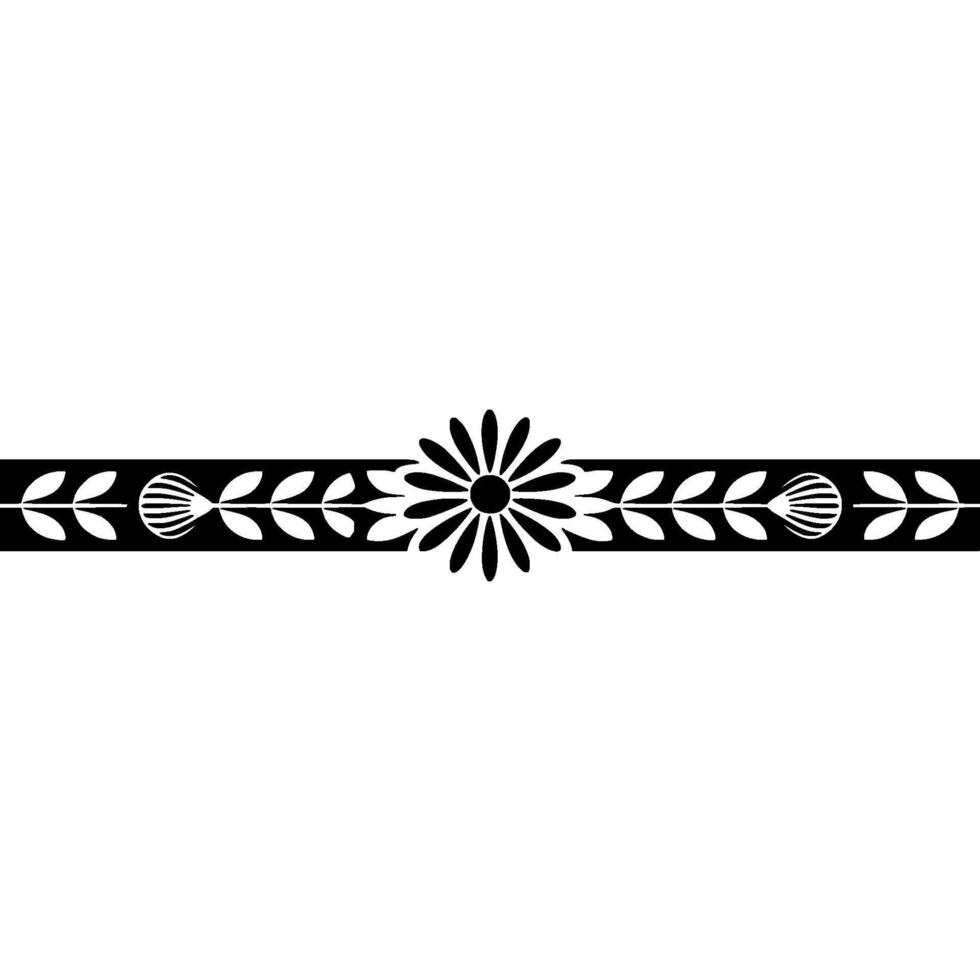 Minimalist Floral Border - Black White, Decorative Element vector