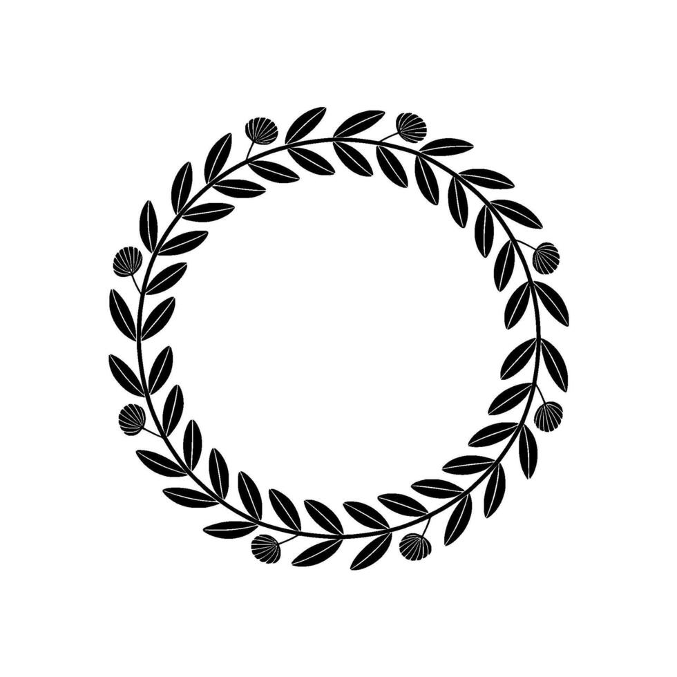 Minimalist Black Leaf Wreath on Beige Background vector