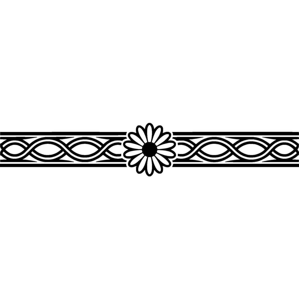Elegant Black Daisy Border with Geometric Pattern on Gradient Background vector