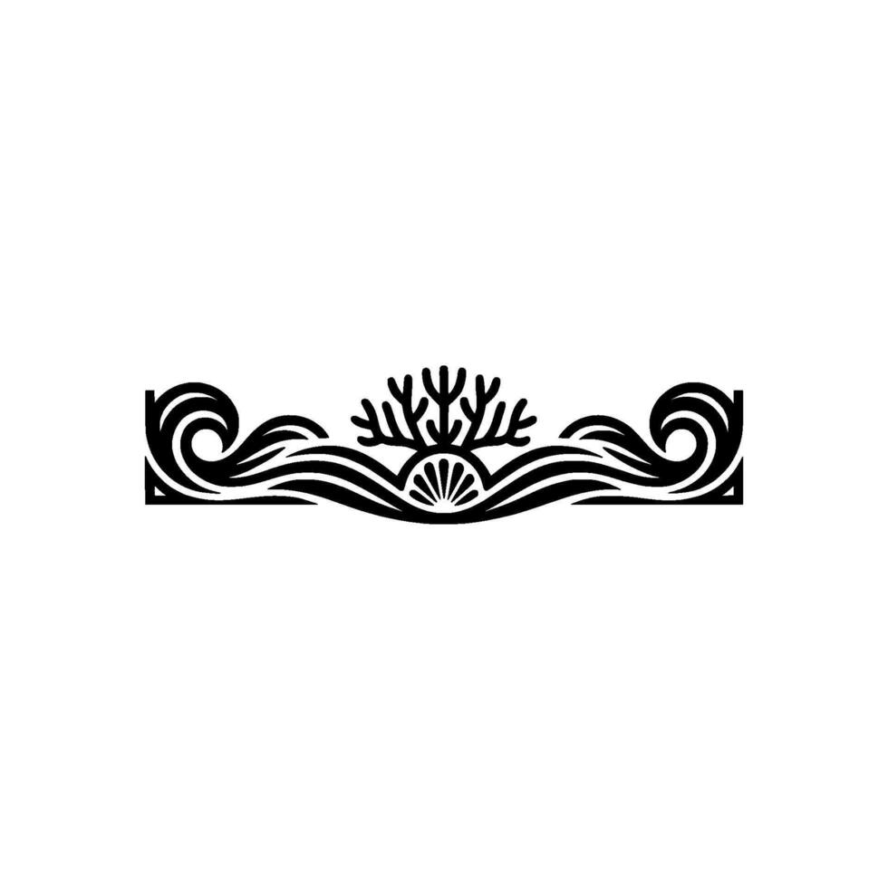 Decorative Ocean Motif Black and White Ornamental Border vector