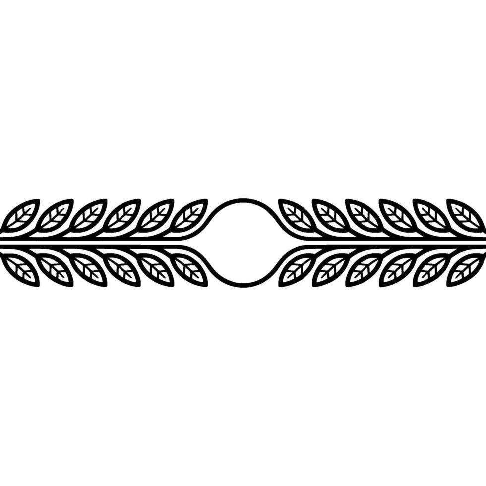 Minimalist Leaf Garland Border, Black on White Element vector