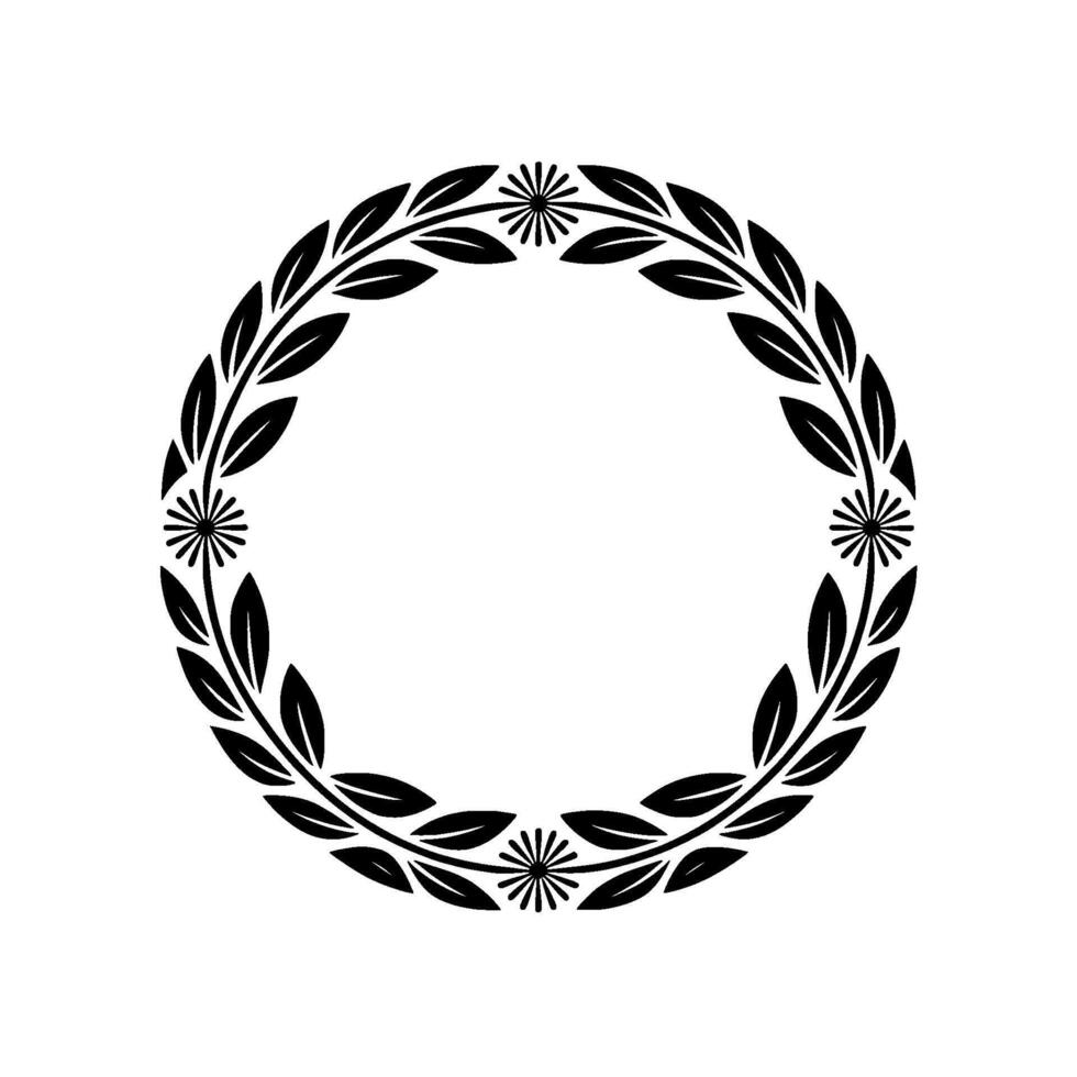 Elegant Black Leaf Wreath on White- Background vector