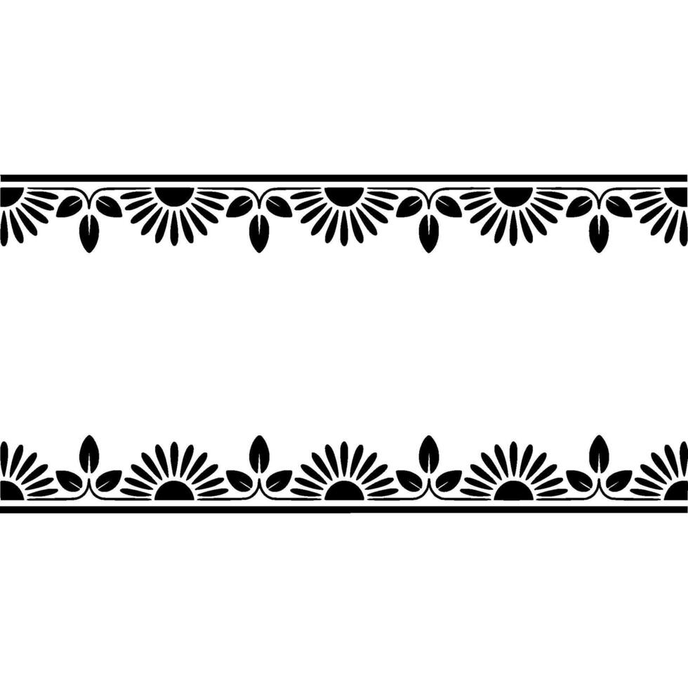 Black and White Floral Border - Decorative Element, Minimalist Style vector