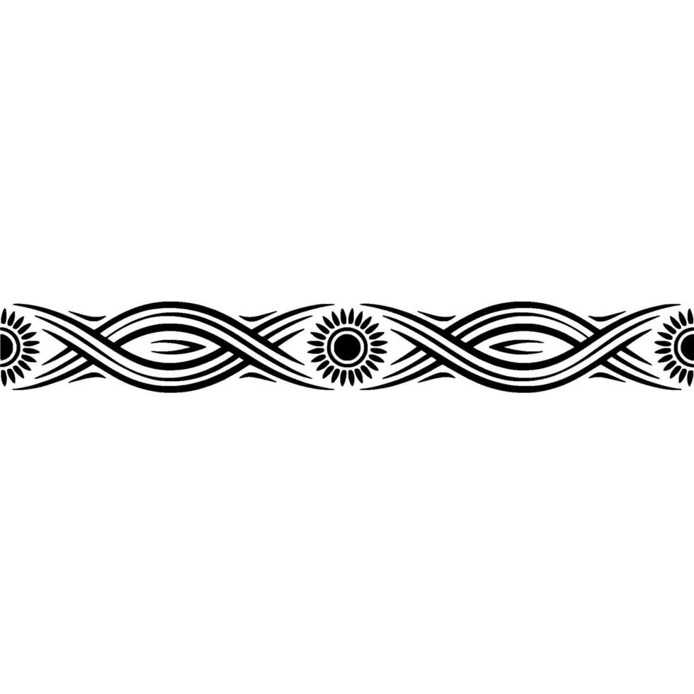 Minimalist Sunflower Border , Tribal Style, Black and White vector