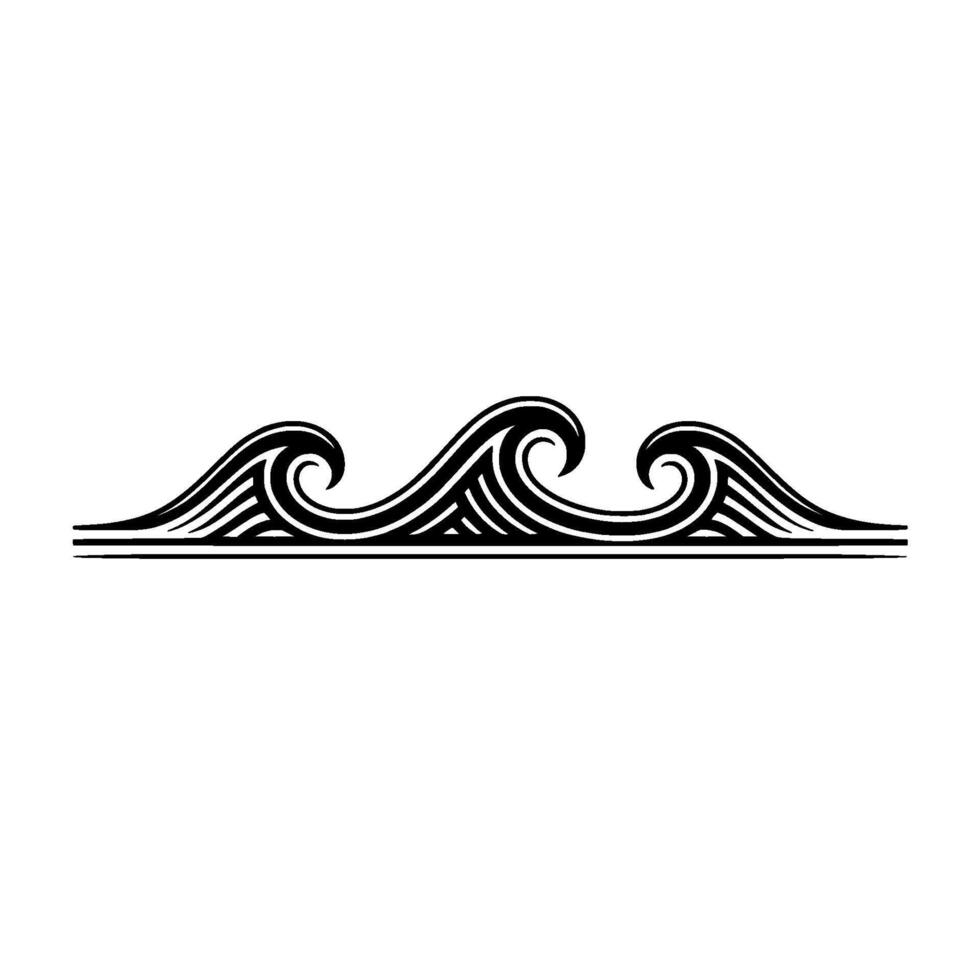 Elegant Wave Border Illustration Black White Element vector