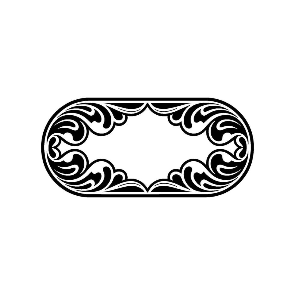 Elegant Black and White Oval Floral Frame vector