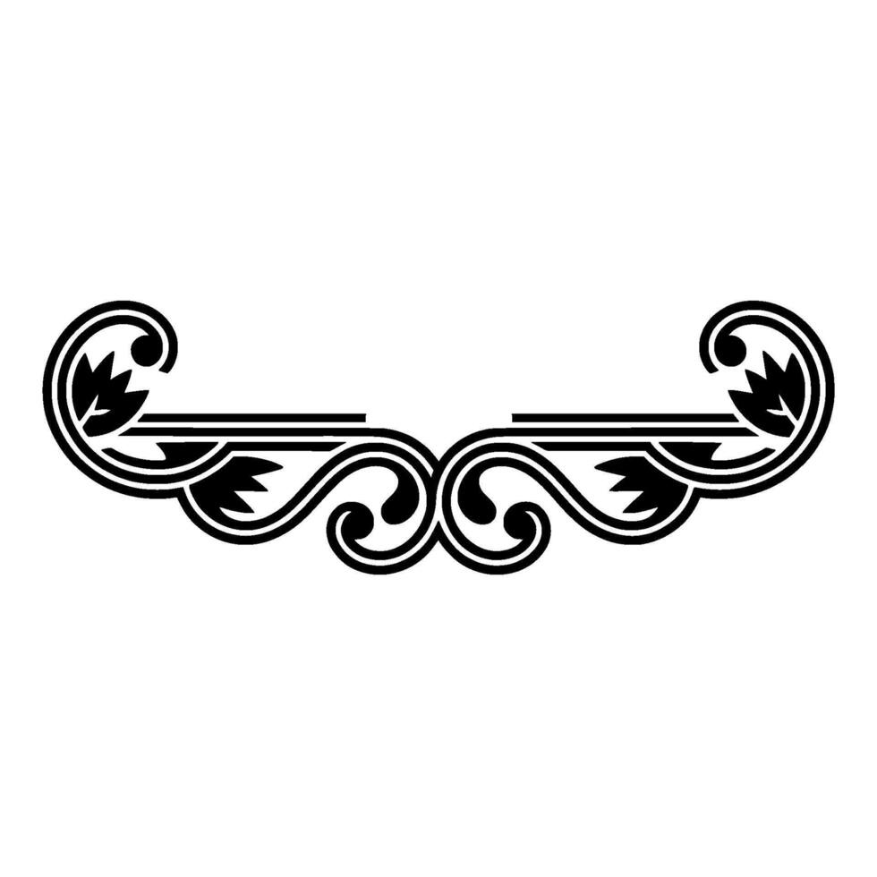 Elegant Black Floral, Border Element on White, Background vector