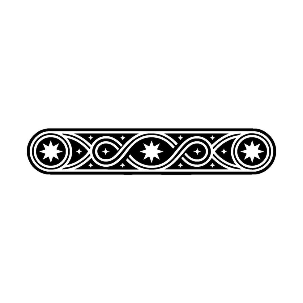 Ornamental Border with Stars and Swirls - Black and White vector