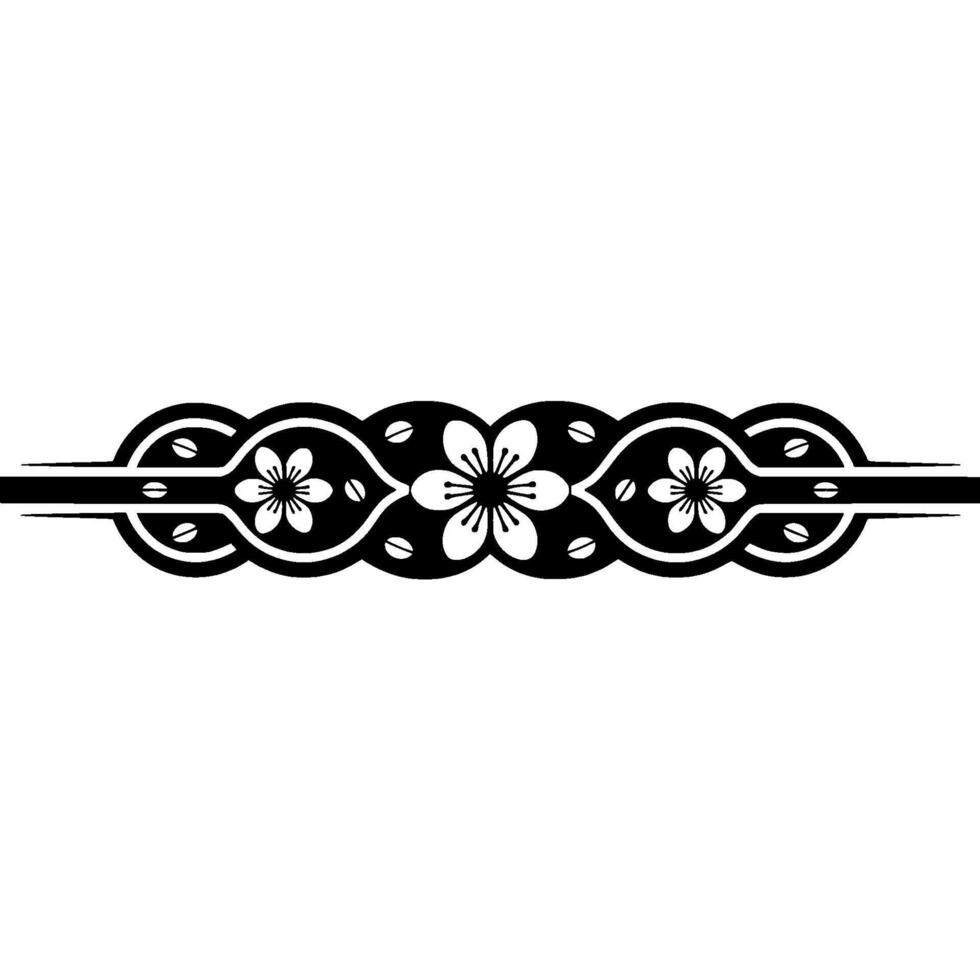 Black White Floral Ornament, Decorative Border vector
