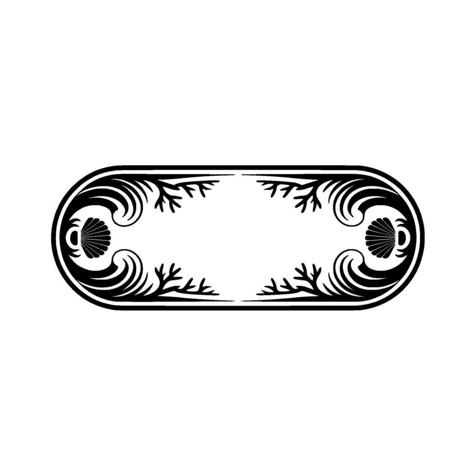 Elegant Black White Ornate Oval Frame, Decorative Border Element vector