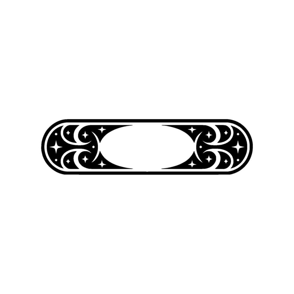 Ornate Black Border Frame with Stars and Floral Motif, Minimalist vector