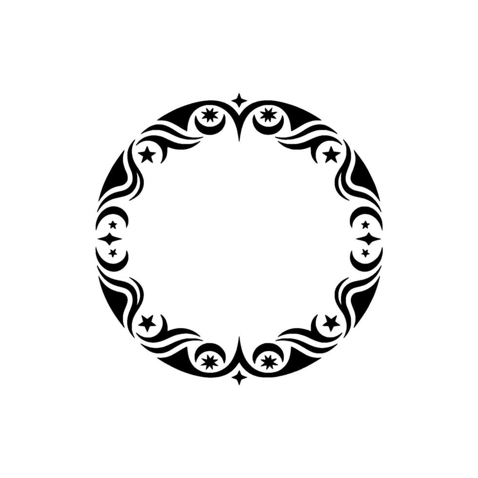 Elegant Circular Frame with Stars Swirls on White vector