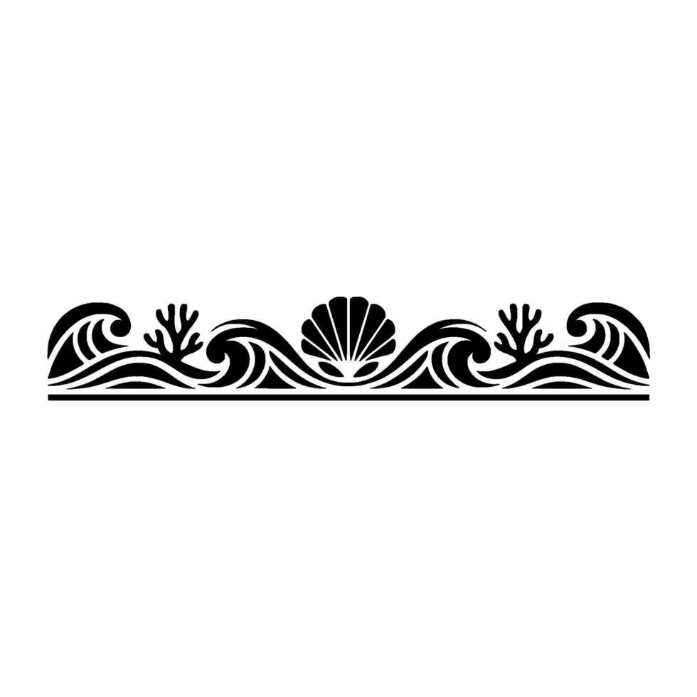 Coastal Border Ornament Seashells, Waves, and Coral - Illustration vector