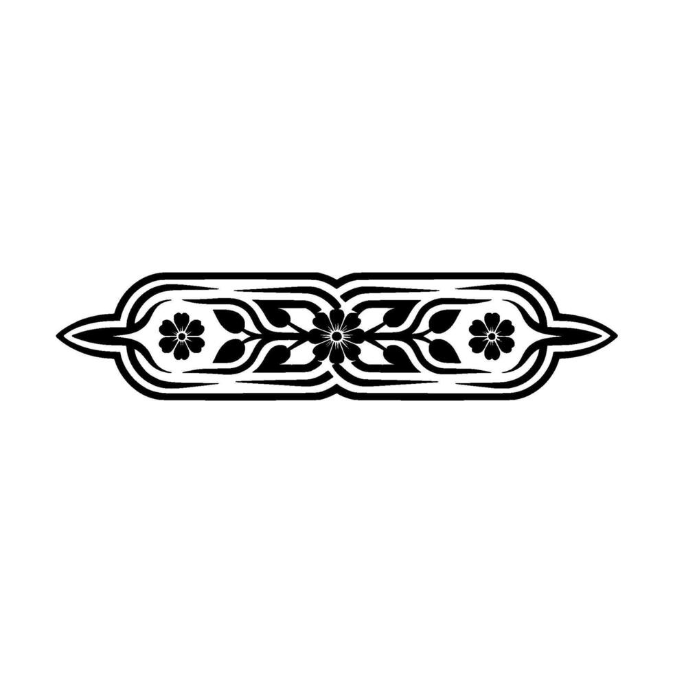 Elegant Floral Border Black White Pattern, Minimalist Style vector