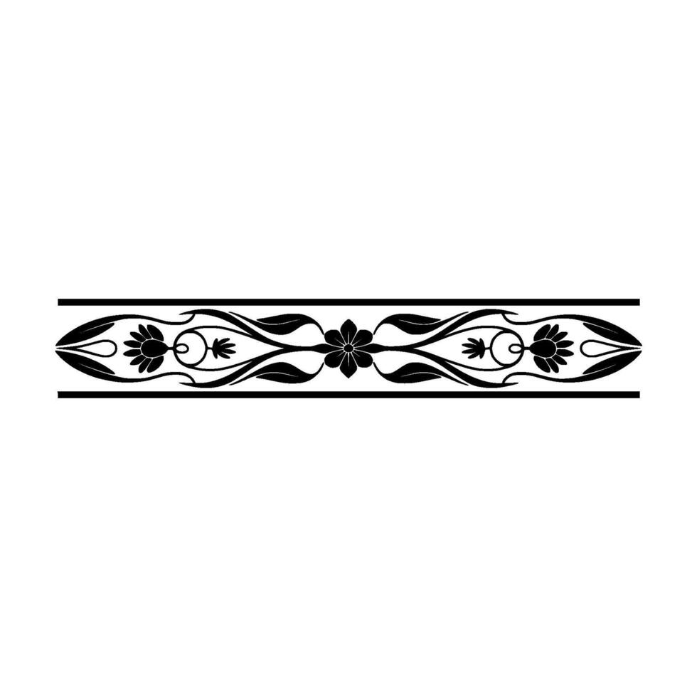 Elegant Black, Floral Border, on, White Background. vector