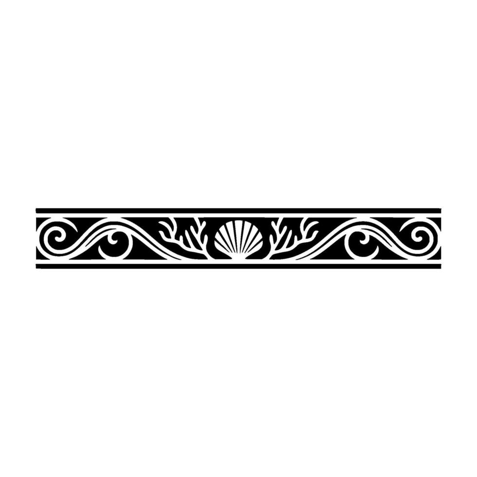 Black and White Sea Border Shell, Coral, and Swirls vector
