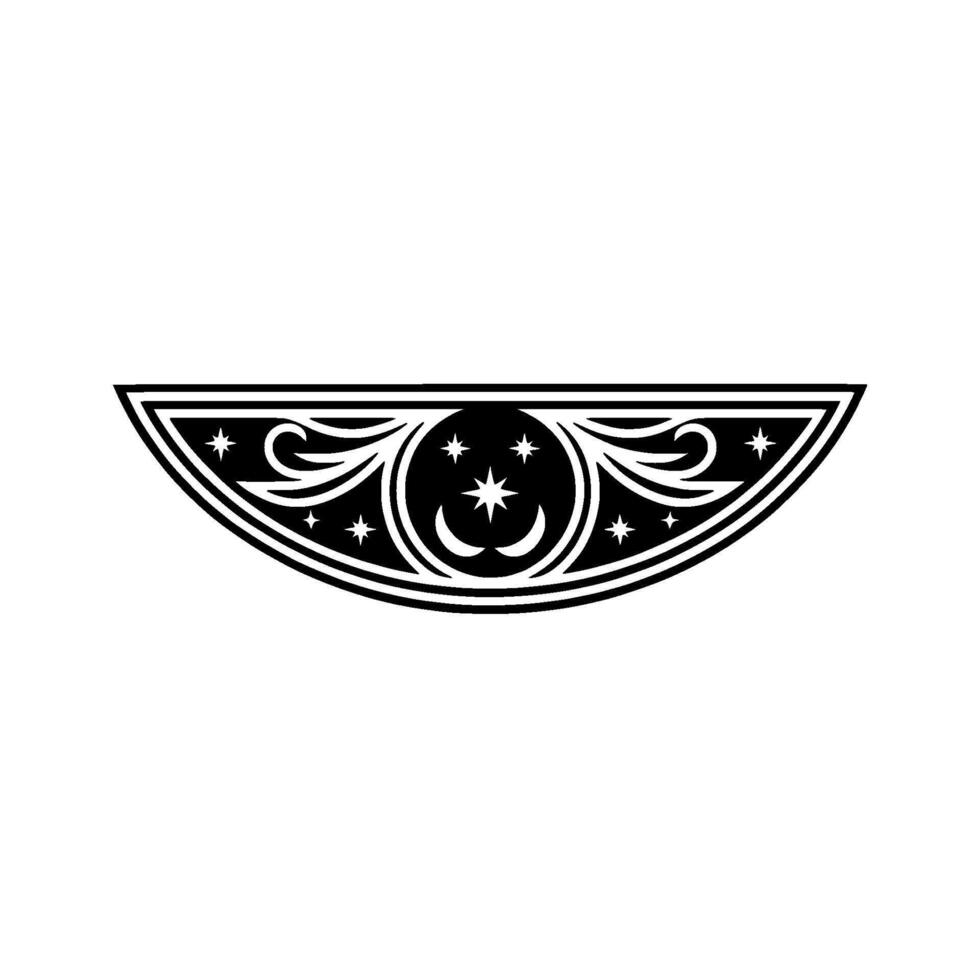 Elegant Crescent Moon and Stars Ornament in Black and White vector