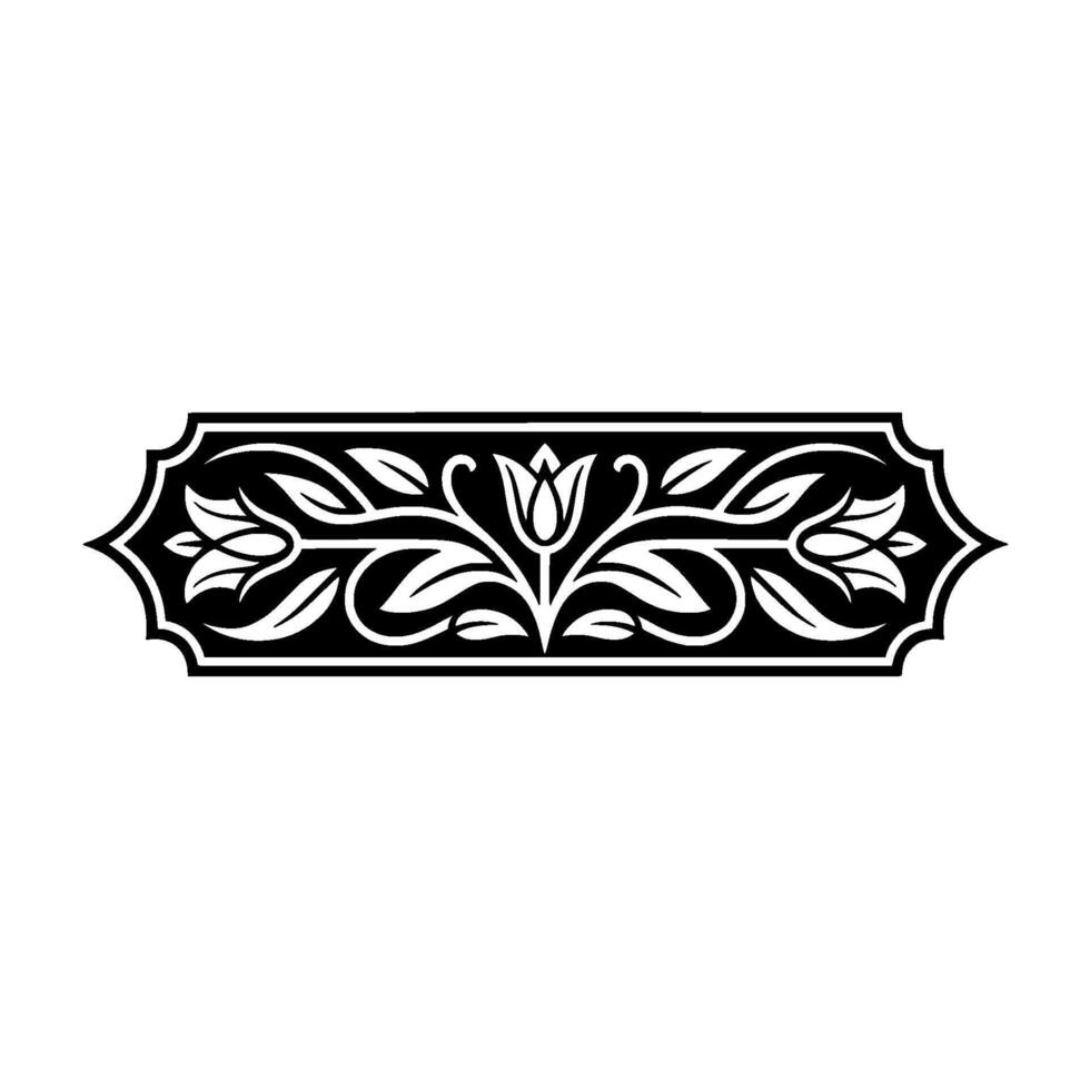 Elegant Black and White, Floral Border. vector