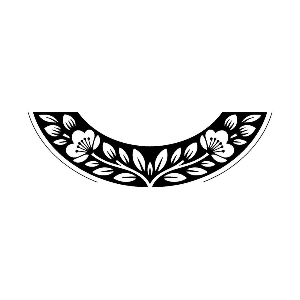 Decorative Floral Crescent Elegant Black and White vector