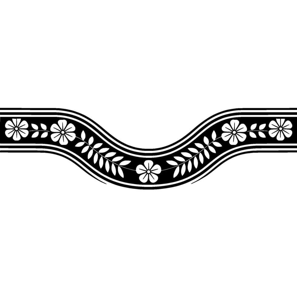 Elegant Floral Border , Black and White, Minimalist, Art vector
