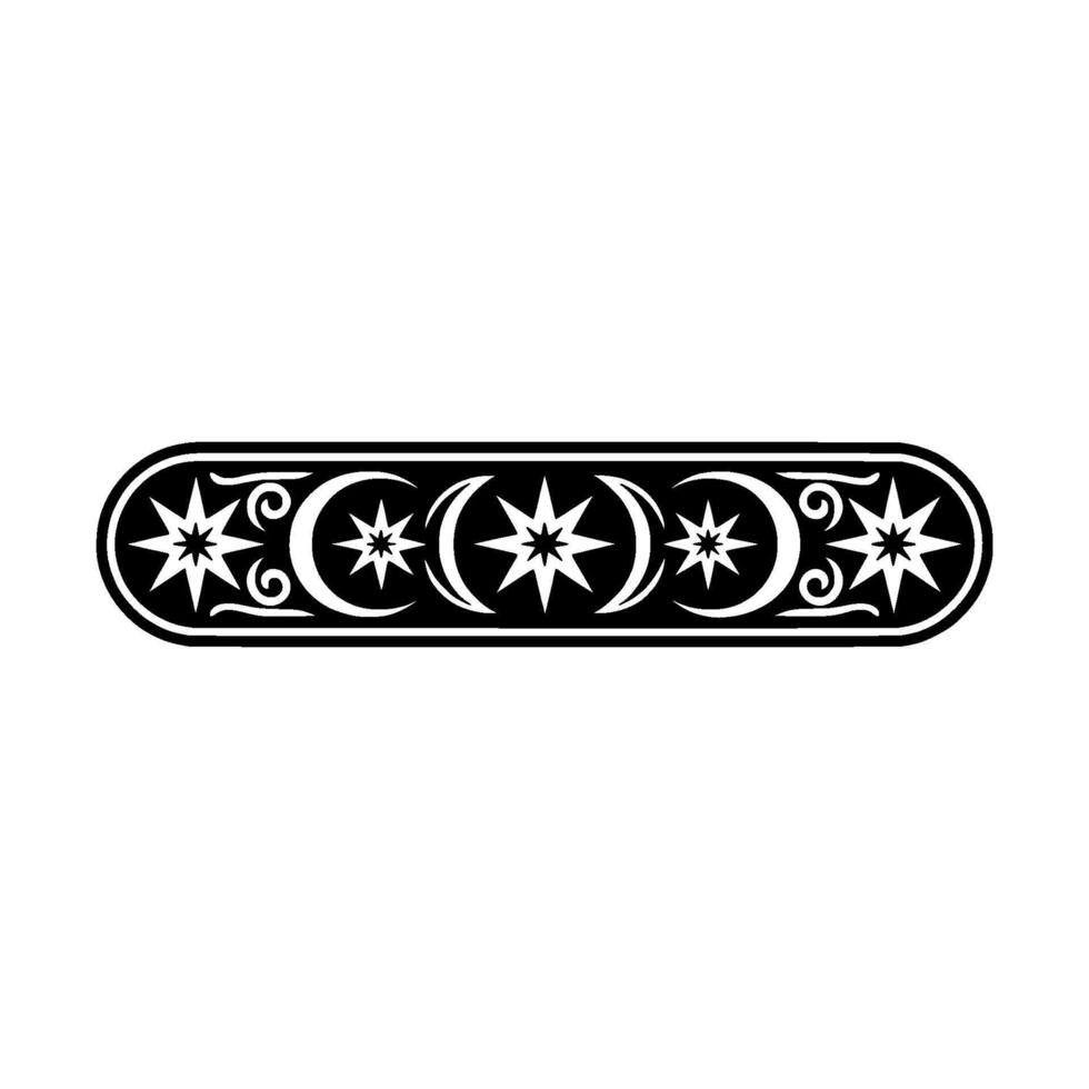 Celestial Border Ornament Stars and Moons, Black and White vector