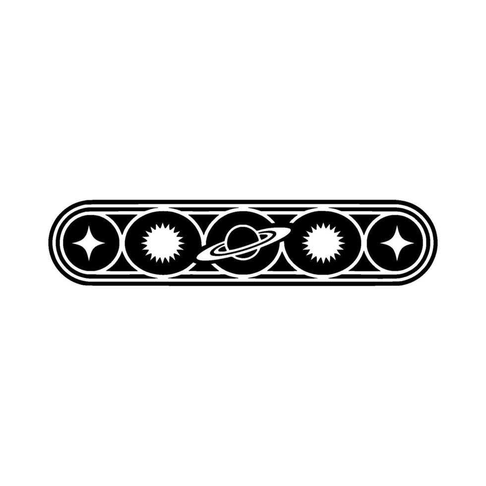 Retro Space Element Stars, Sun, and Planet on a White Background vector