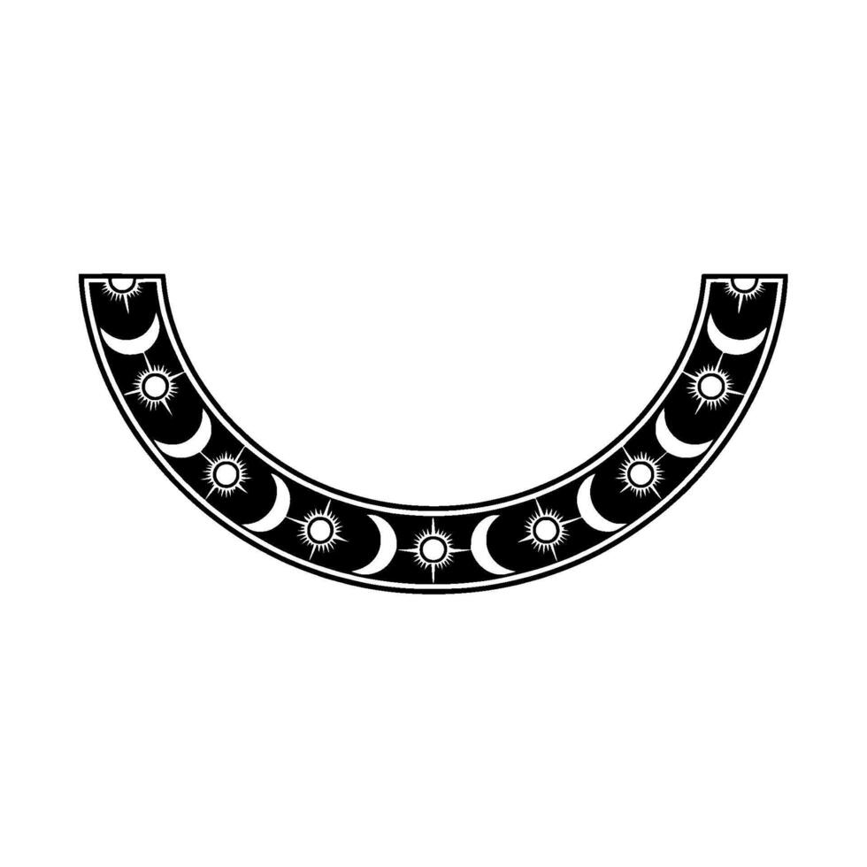 Celestial Crescent Border in Black White vector