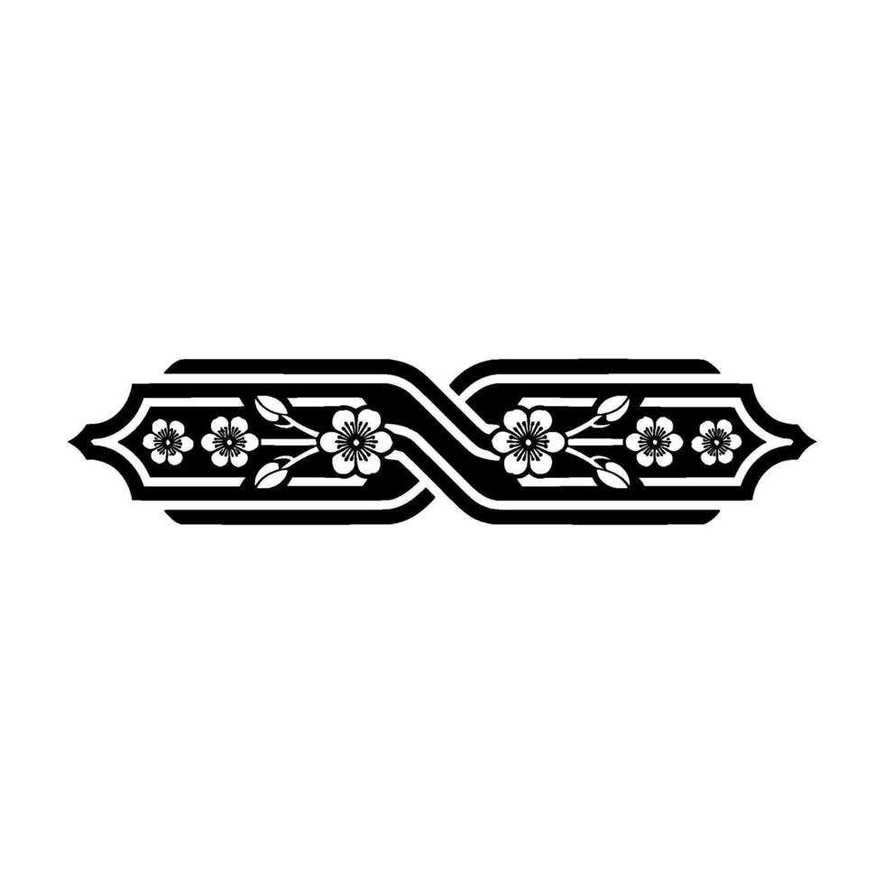 Elegant Floral Border- in Black and White, Illustration vector