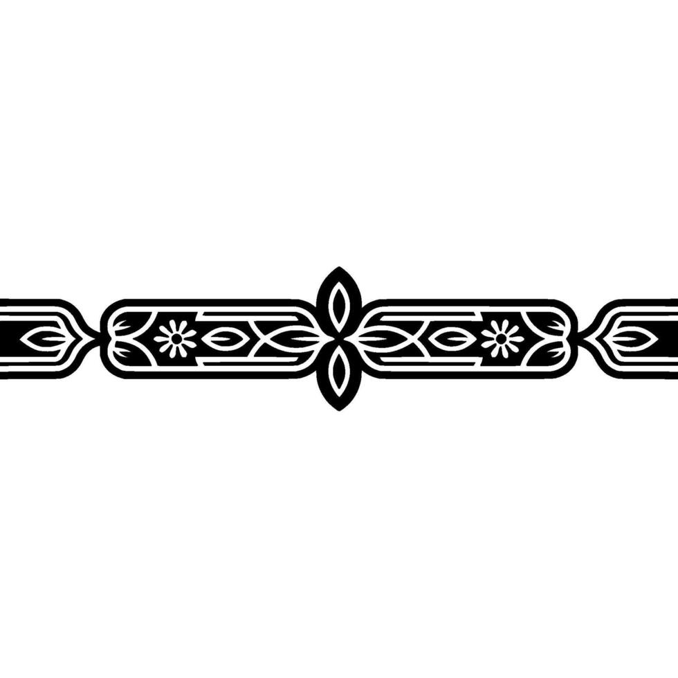 Elegant Floral Border Element - Black- White vector