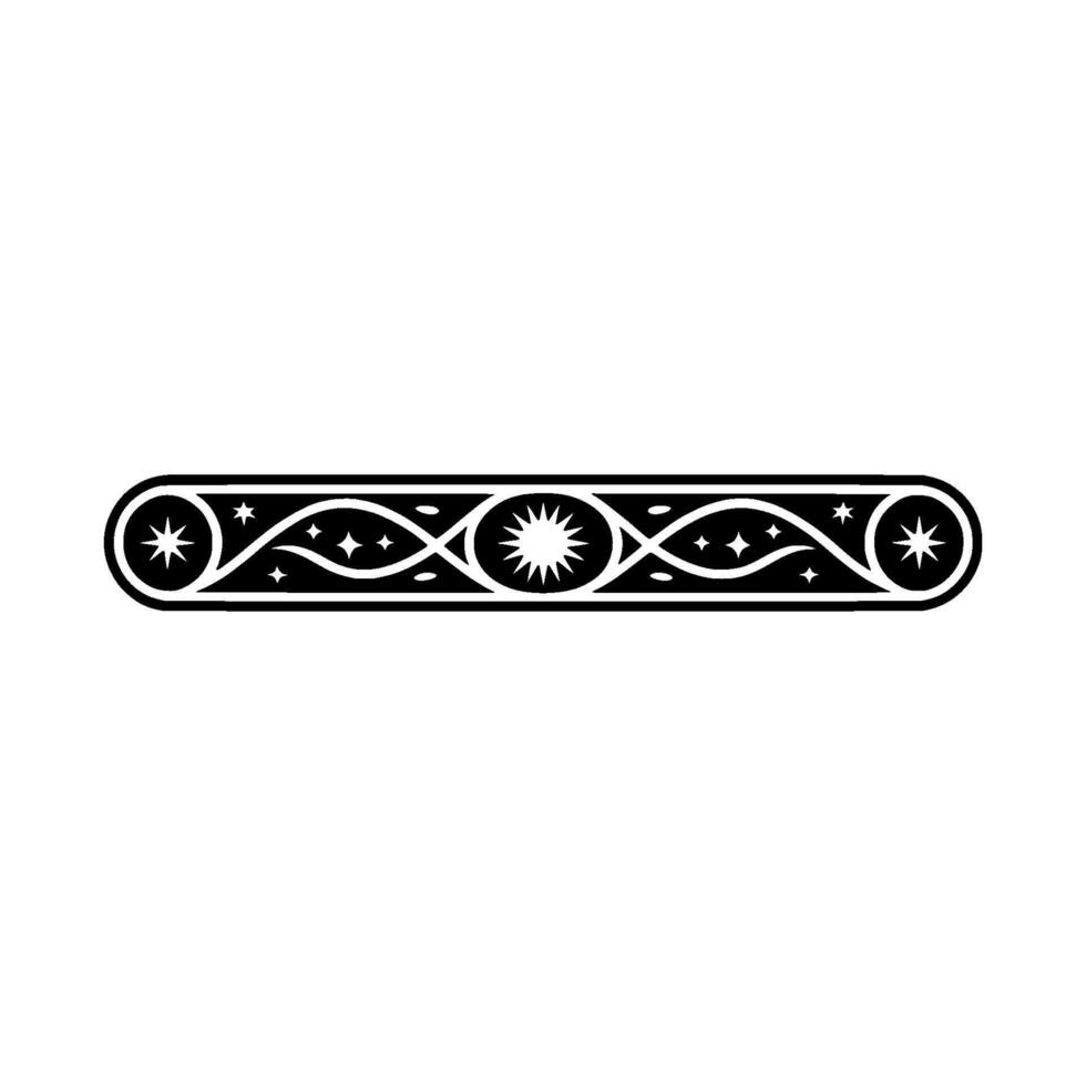 Celestial Border Ornament, Black and White Decorative vector