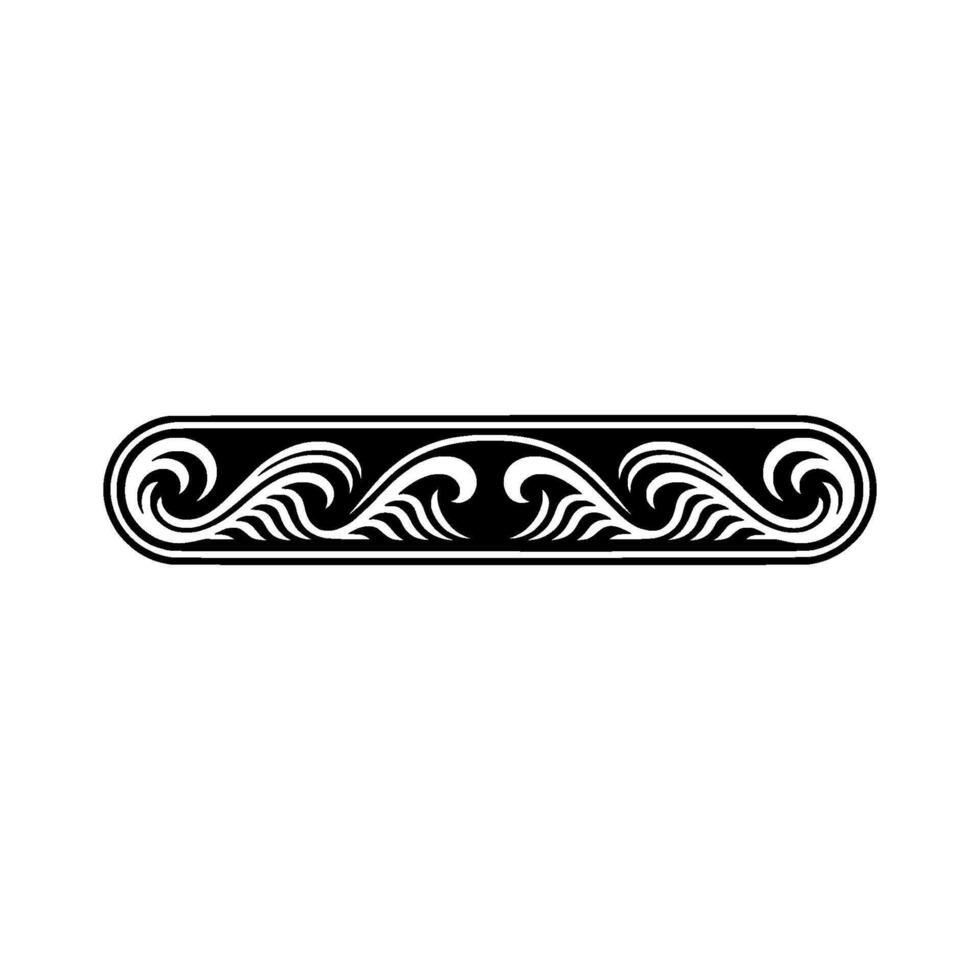 Ornamental Wave Border, Black and White vector
