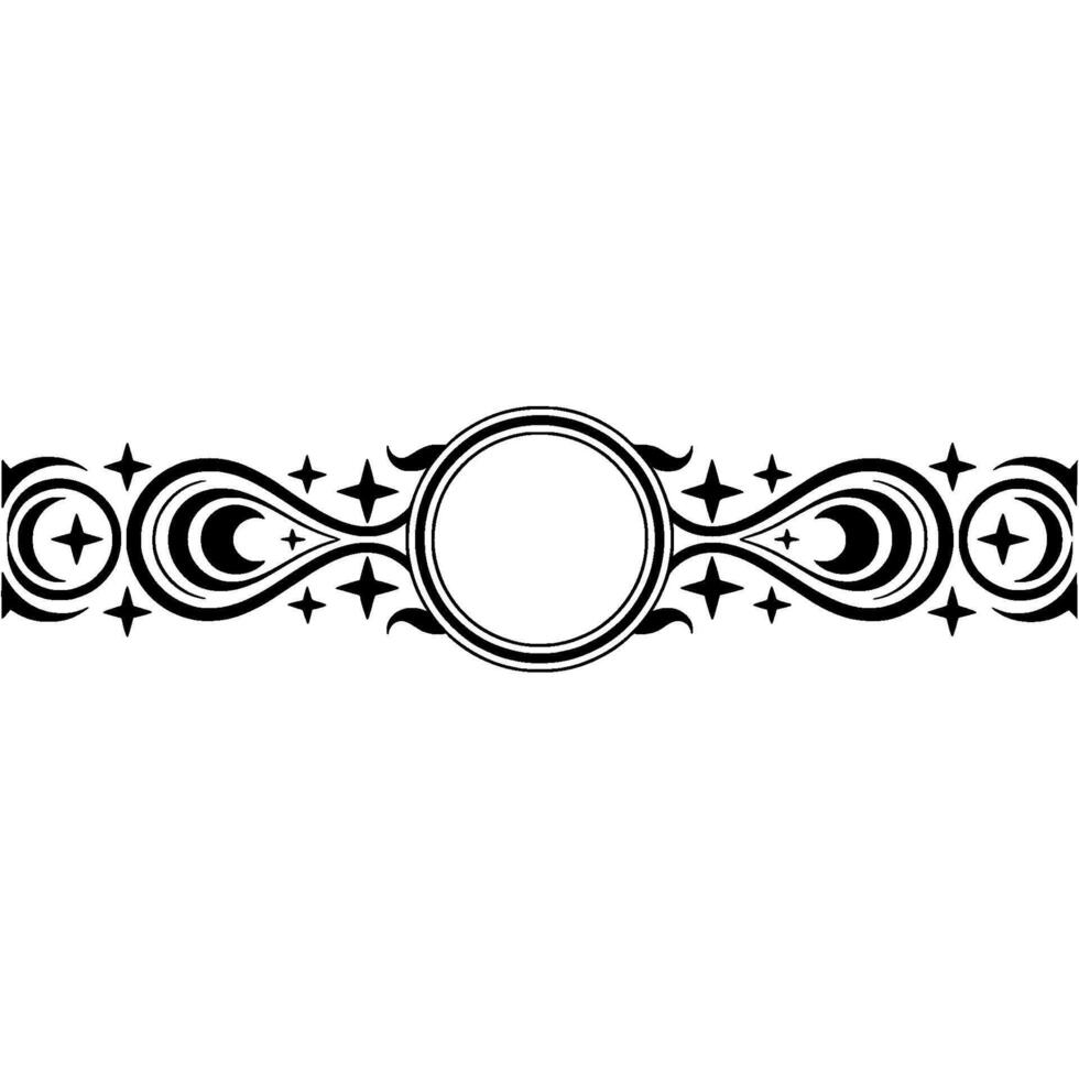 Celestial Ornament Decorative Border with Stars, Moons, Circle Frame vector