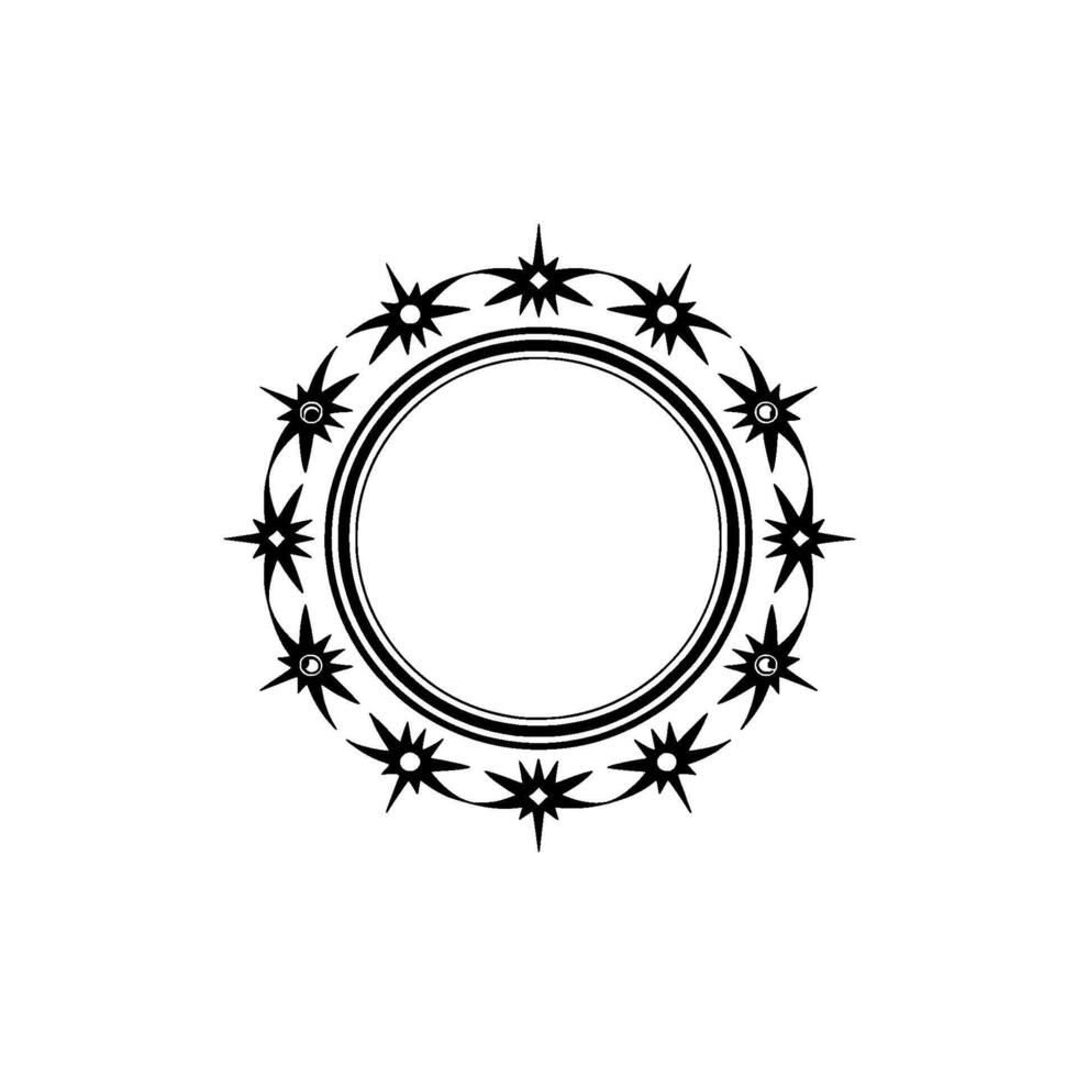 Ornamental Black and White Circular Starburst Frame vector