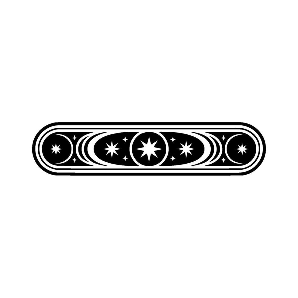 Celestial Border Black White Star and Moon Ornament vector